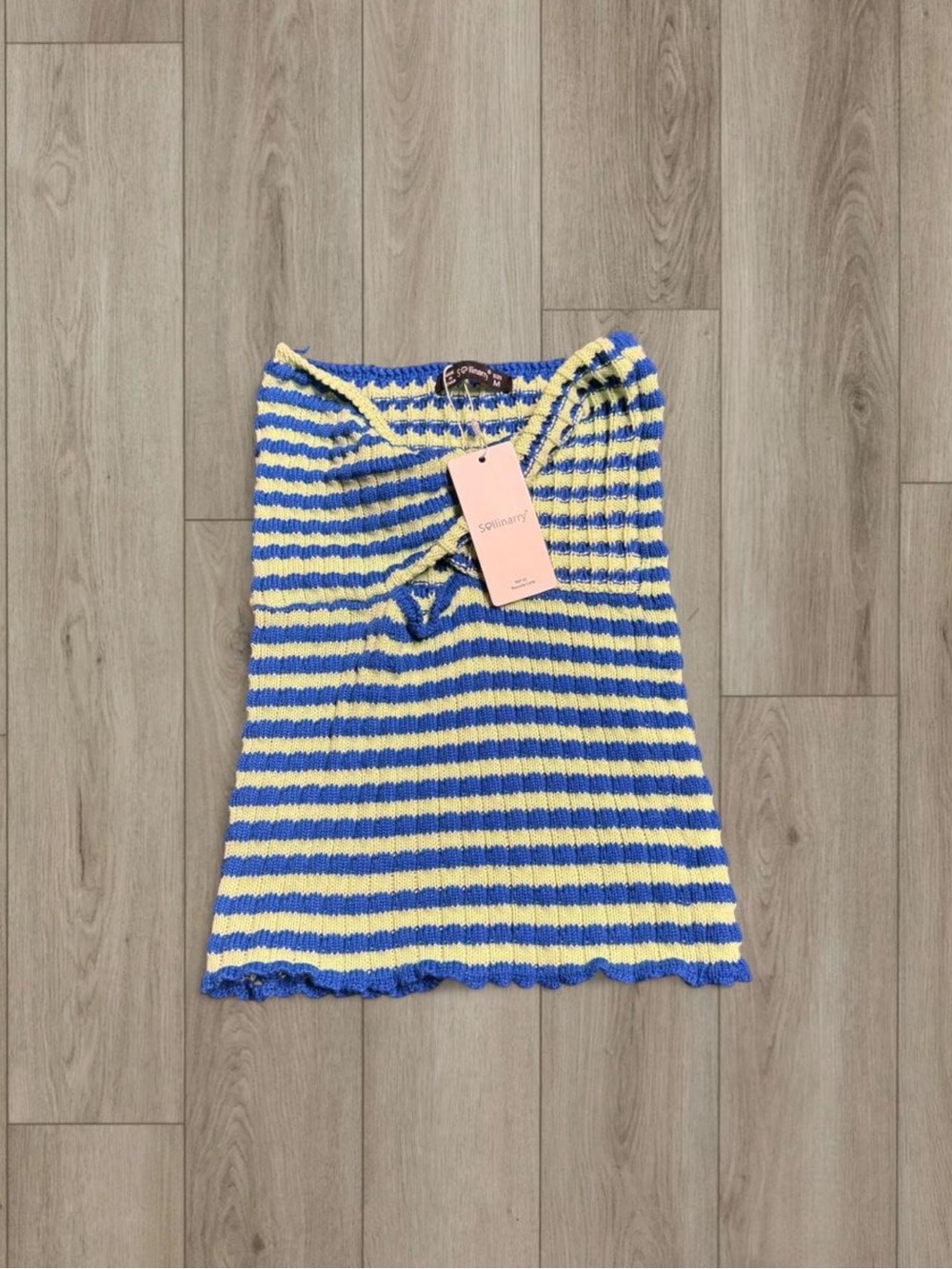 Striped Blue and Yellow Knit Tank Top